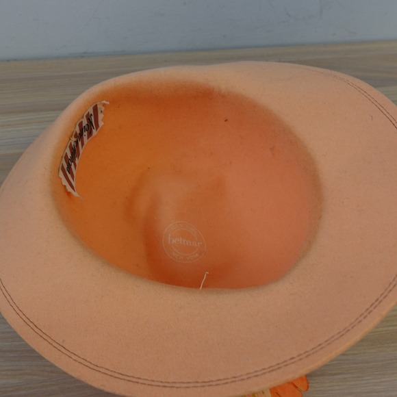 Vintage Betmar Hat Peach Wool Felt Floral Church Royal Ascot NEIMAN MARCUS main image 11